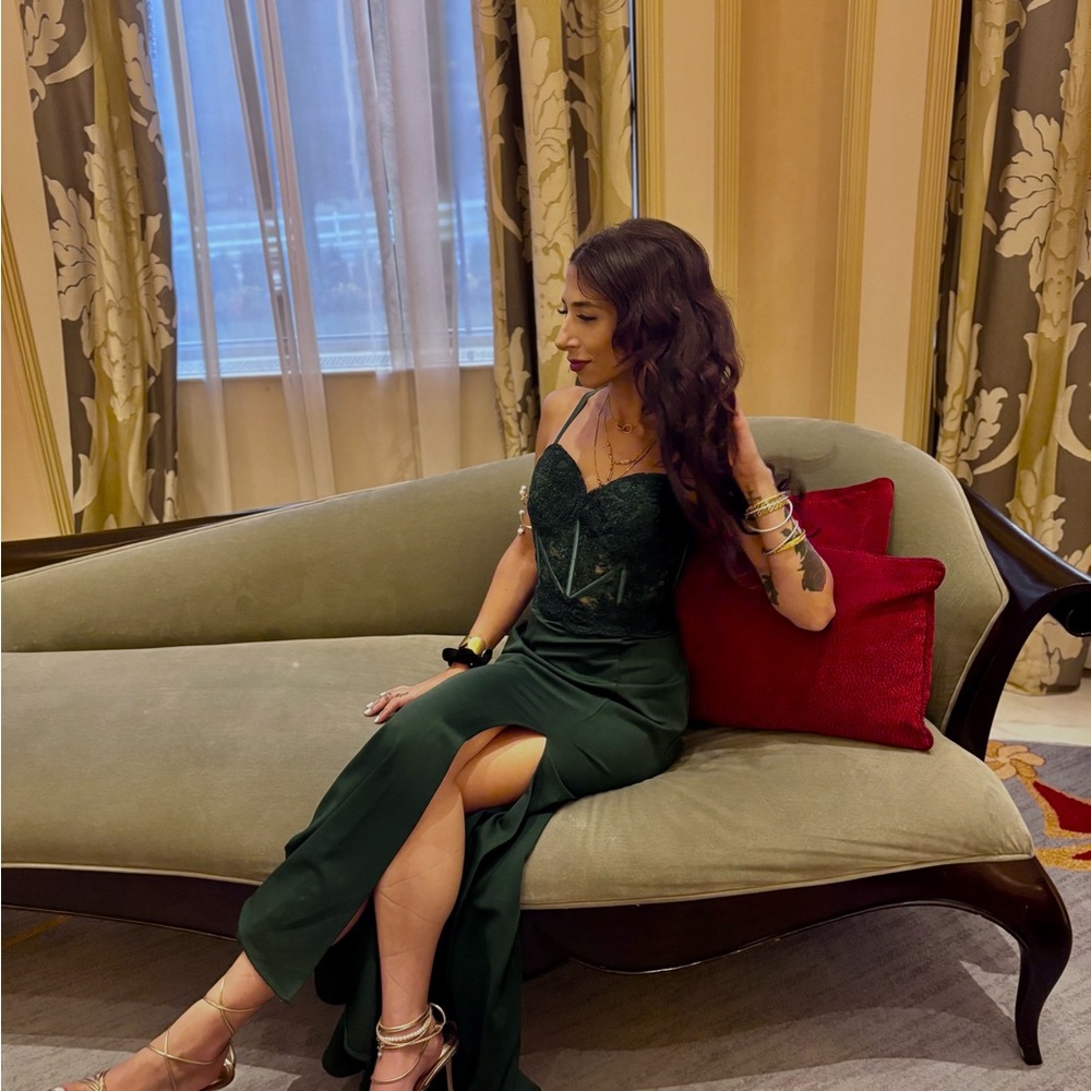 Elegant Green Corset Evening Gown